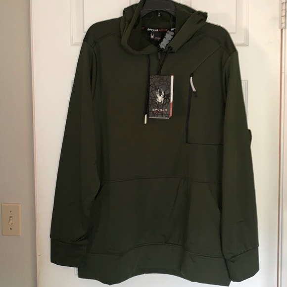 Men’s SPYDER ACTIVE olive pullover hoodie - Picture 2 of 7